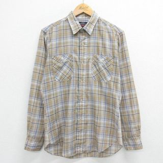 リーバイス(Levi's)のL★古着 リーバイス Levis 長袖 ブランド シャツ メンズ 80年代 80s 茶 ブラウン チェック 23jun27 中古 トップス(シャツ)