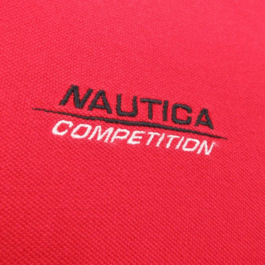 NAUTICA(ノーティカ)のXL★古着 ノーティカ NAUTICA 半袖 ブランド ハーフジップ トップス メンズ 90年代 90s ワンポイントロゴ 鹿の子 コットン 赤他 レッド 23jun29 中古 メンズのトップス(シャツ)の商品写真