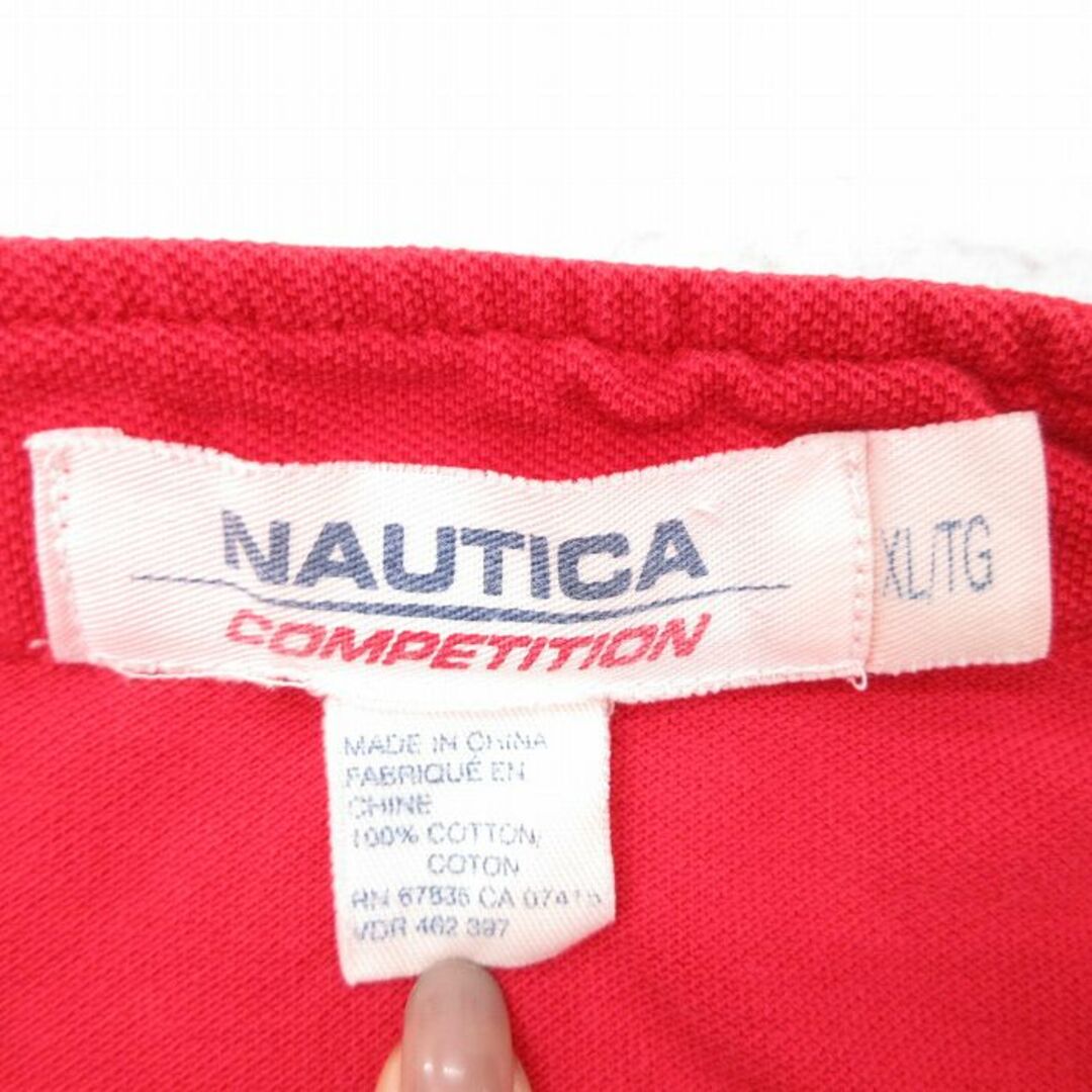 NAUTICA(ノーティカ)のXL★古着 ノーティカ NAUTICA 半袖 ブランド ハーフジップ トップス メンズ 90年代 90s ワンポイントロゴ 鹿の子 コットン 赤他 レッド 23jun29 中古 メンズのトップス(シャツ)の商品写真