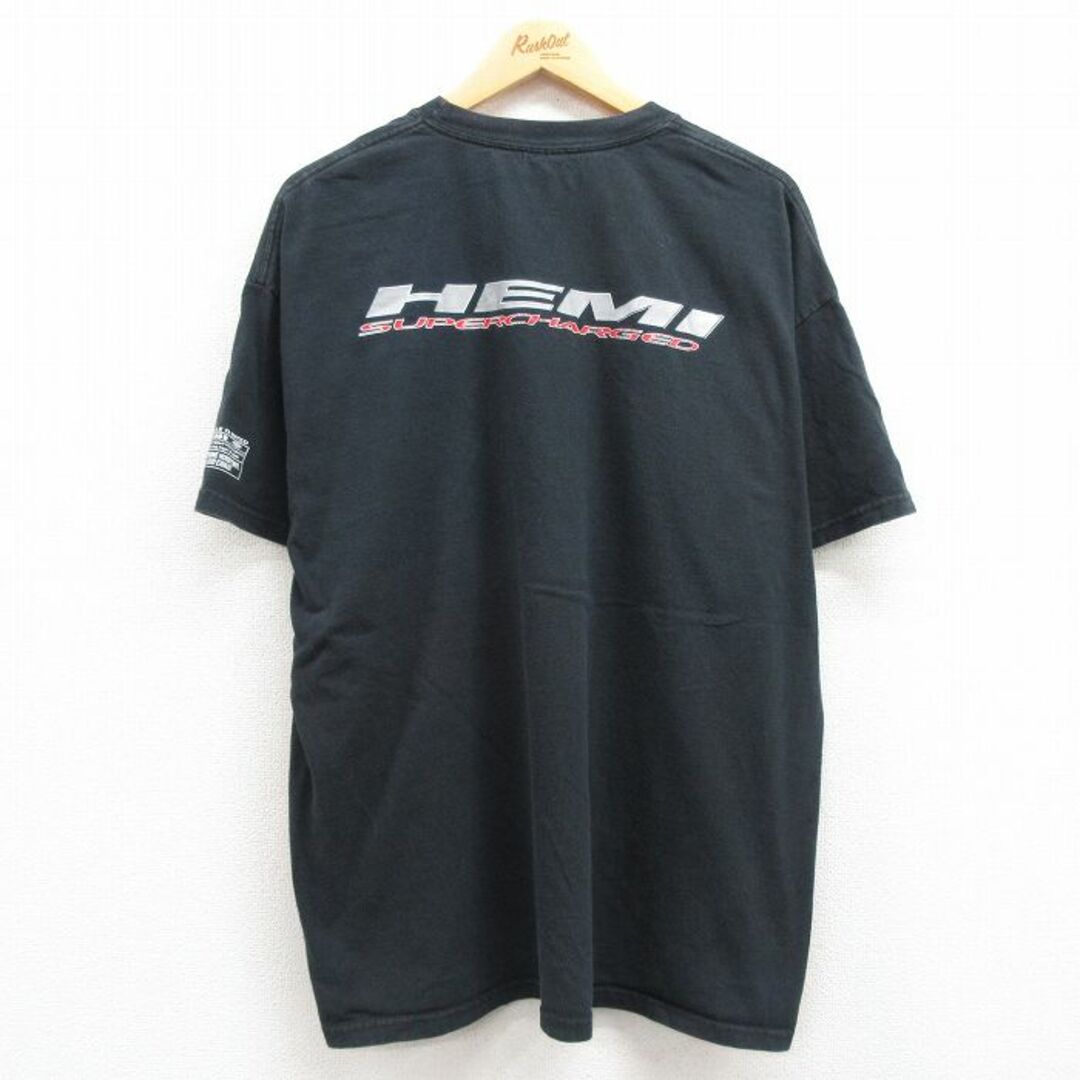 Hanes(ヘインズ)のXL★古着 ヘインズ Hanes 半袖 ビンテージ Tシャツ メンズ 00年代 00s HEMI モータースポーツ 大きいサイズ コットン クルーネック 黒 ブラック 23jun28 中古 メンズのトップス(Tシャツ/カットソー(半袖/袖なし))の商品写真