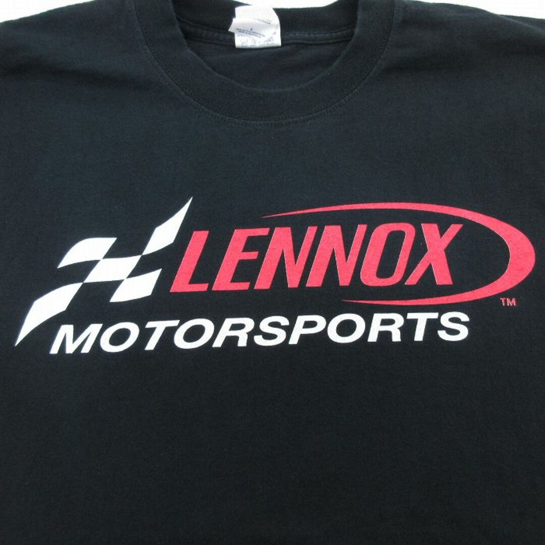 L★古着 半袖 ビンテージ Tシャツ メンズ 00年代 00s LENNOX モータースポーツ コットン クルーネック 黒 ブラック 23jun28 中古 メンズのトップス(Tシャツ/カットソー(半袖/袖なし))の商品写真