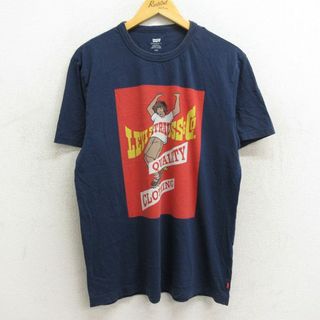 リーバイス(Levi's)のL★古着 リーバイス Levis 半袖 Tシャツ メンズ スケボー コットン クルーネック 紺 ネイビー 23jun29 中古(Tシャツ/カットソー(半袖/袖なし))