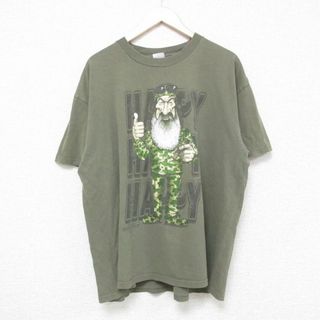 XL★古着 半袖 Tシャツ メンズ ダックダイナスティ 大きいサイズ コットン クルーネック 緑 グリーン 23jun26 中古(Tシャツ/カットソー(半袖/袖なし))