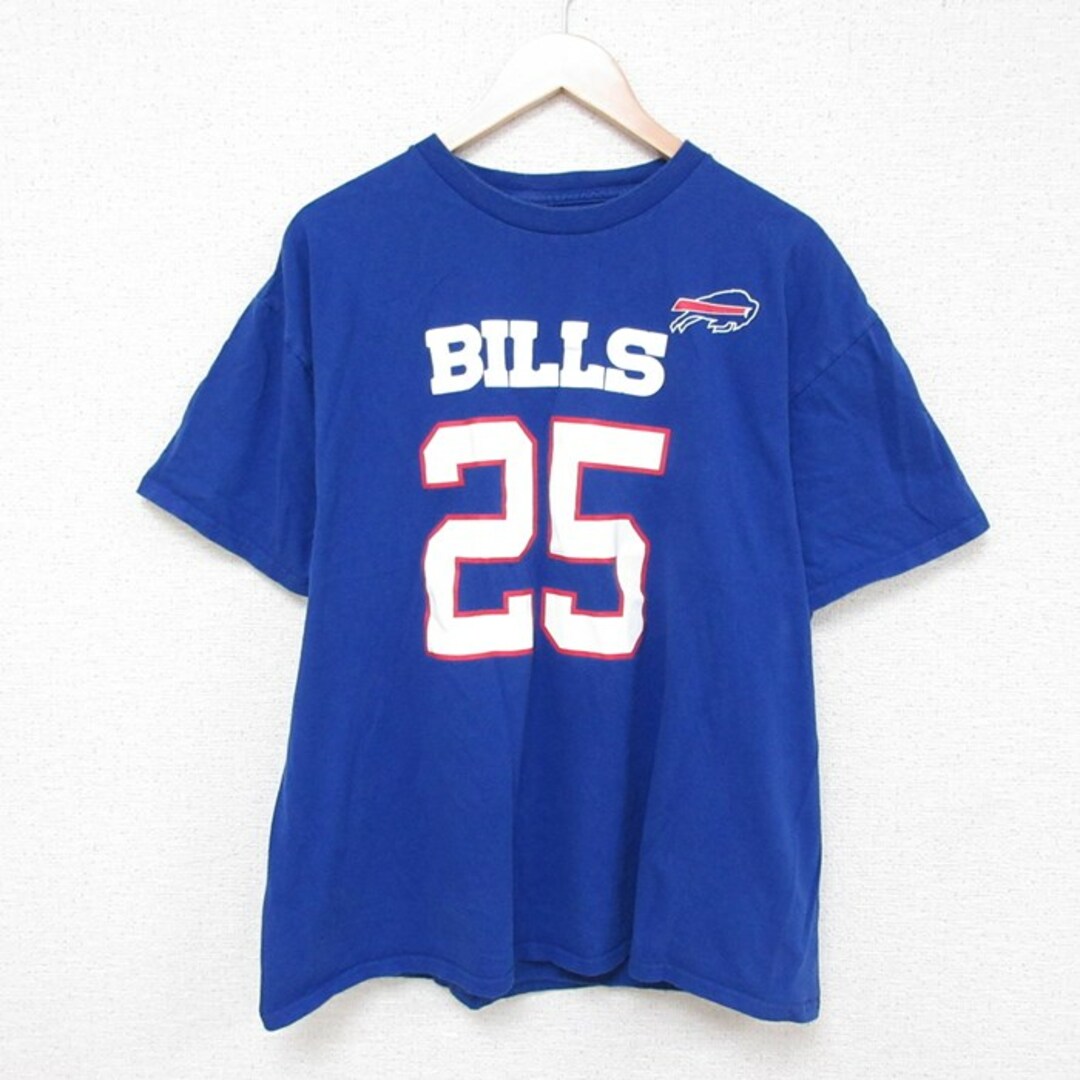 XL★古着 半袖 Tシャツ メンズ NFL バッファロービルズ ルショーンマッコイ 25 大きいサイズ コットン クルーネック 青 ブルー アメフト スーパーボウル 23jun27 中古 メンズのトップス(Tシャツ/カットソー(半袖/袖なし))の商品写真