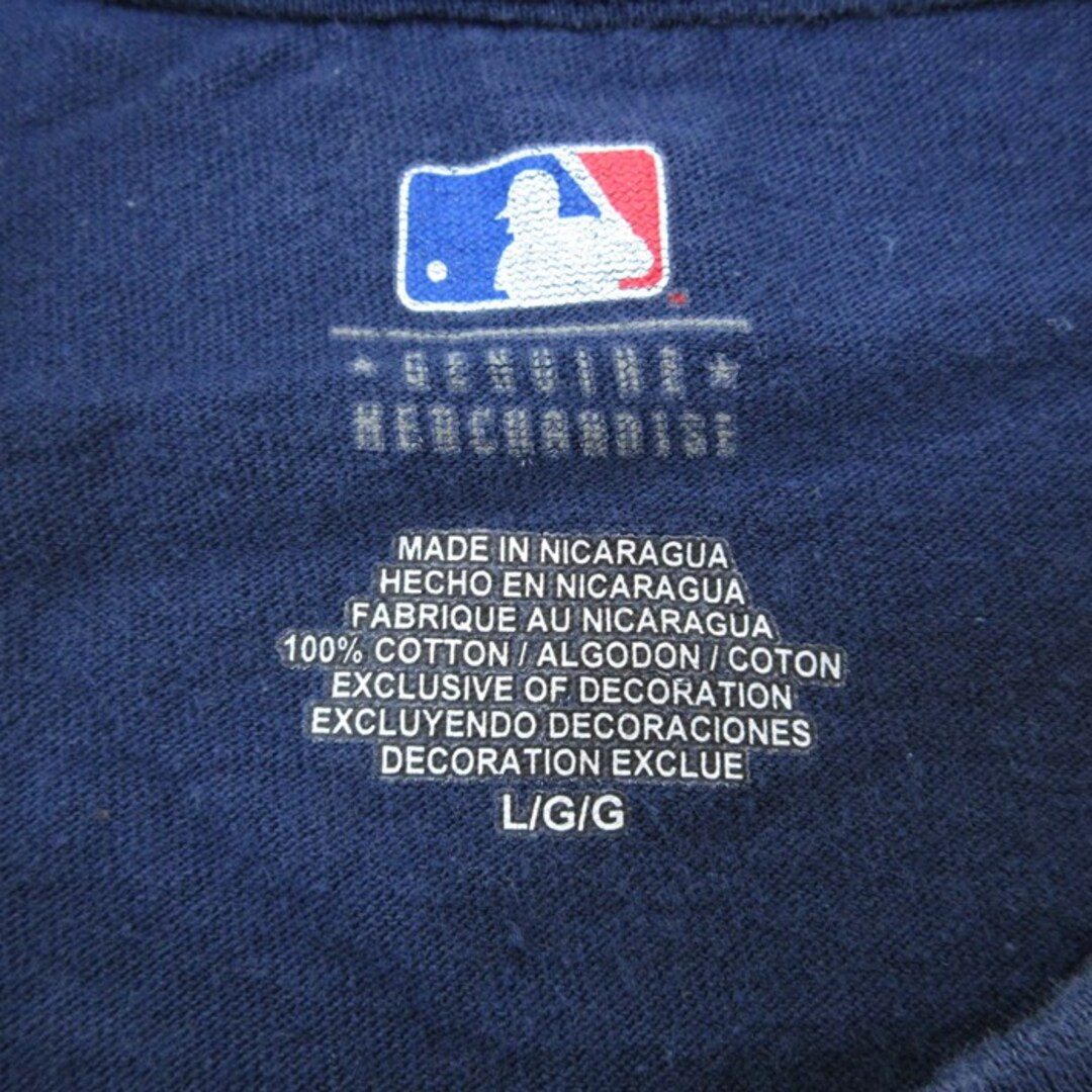 XL★古着 半袖 Tシャツ メンズ MLB ボストンレッドソックス コットン クルーネック 紺 ネイビー メジャーリーグ ベースボール 野球 23jun27 中古 メンズのトップス(Tシャツ/カットソー(半袖/袖なし))の商品写真