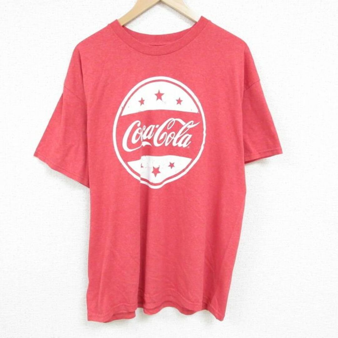 XL★古着 半袖 Tシャツ メンズ コカコーラ 大きいサイズ クルーネック 赤 レッド 霜降り 23jun28 中古 メンズのトップス(Tシャツ/カットソー(半袖/袖なし))の商品写真