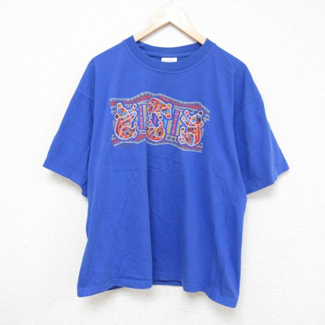 XL★古着 半袖 Tシャツ メンズ オーストラリア コアラ コットン クルーネック 青 ブルー 23jul01 中古 メンズのトップス(Tシャツ/カットソー(半袖/袖なし))の商品写真