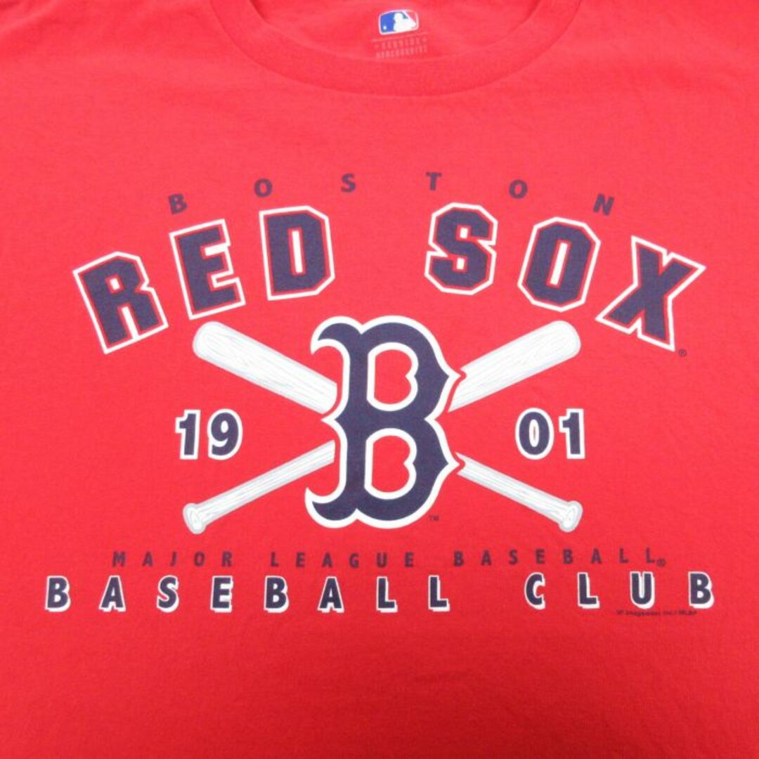 XL★古着 半袖 Tシャツ メンズ MLB ボストンレッドソックス 大きいサイズ コットン クルーネック 赤 レッド メジャーリーグ ベースボール 野球 23jul01 中古 メンズのトップス(Tシャツ/カットソー(半袖/袖なし))の商品写真