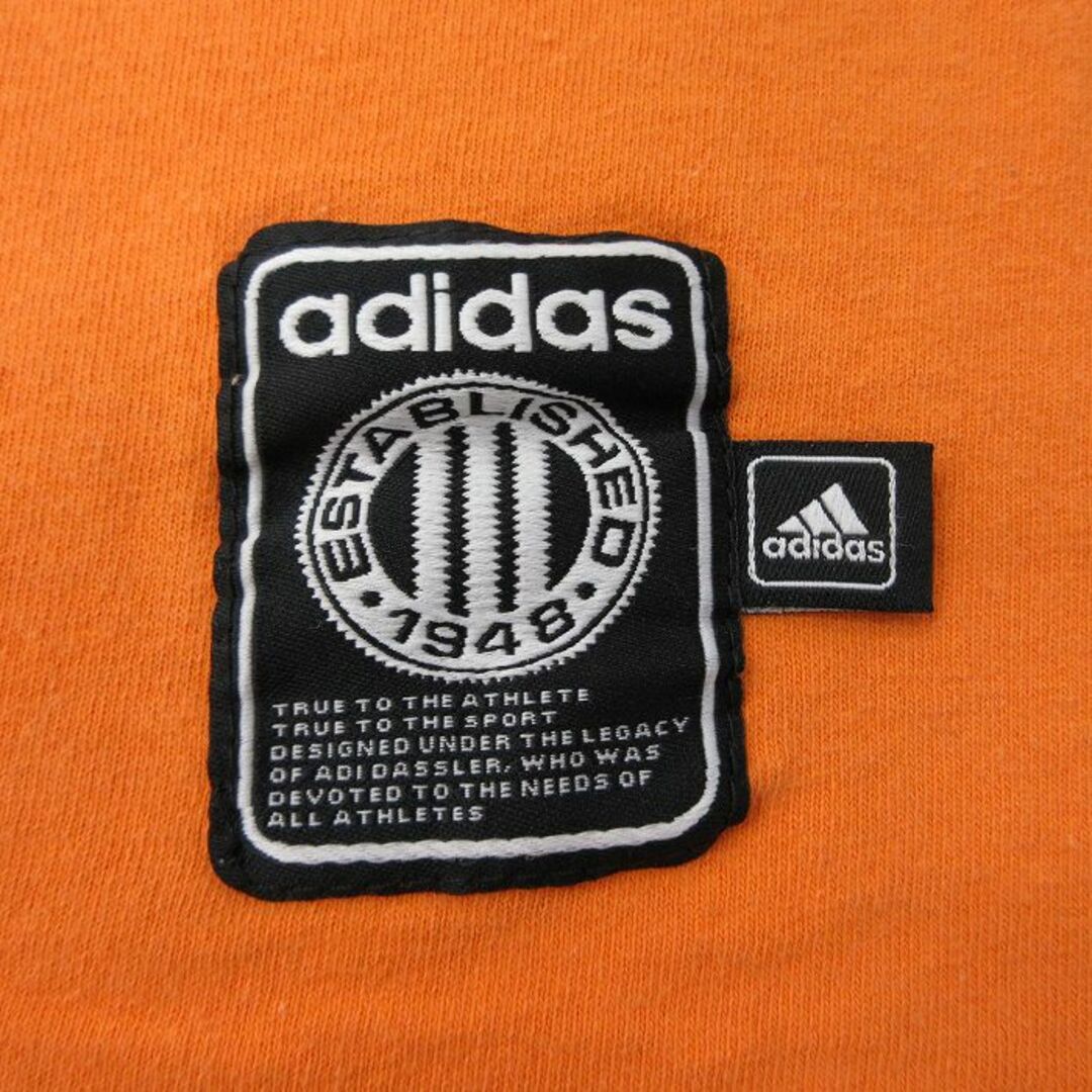 adidas(アディダス)のXL★古着 アディダス adidas ビンテージ ノースリーブ Tシャツ メンズ 90年代 90s ビッグロゴ 大きいサイズ コットン クルーネック USA製 オレンジ 23jun29 中古 メンズのトップス(タンクトップ)の商品写真