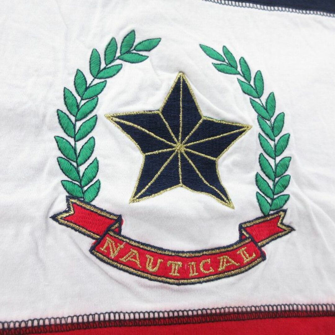 L★古着 半袖 ビンテージ Tシャツ メンズ 00年代 00s NAUTICAL 星 刺繍 マルチカラー コットン クルーネック 紺他 ネイビー 23jun26 中古 メンズのトップス(Tシャツ/カットソー(半袖/袖なし))の商品写真