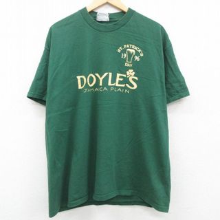 リー(Lee)のXL★古着 リー Lee 半袖 ビンテージ Tシャツ メンズ 90年代 90s 聖パトリックの祝日 ビール DOYLES 大きいサイズ コットン クルーネック USA製 緑 グリーン 23jun26 中古(Tシャツ/カットソー(半袖/袖なし))