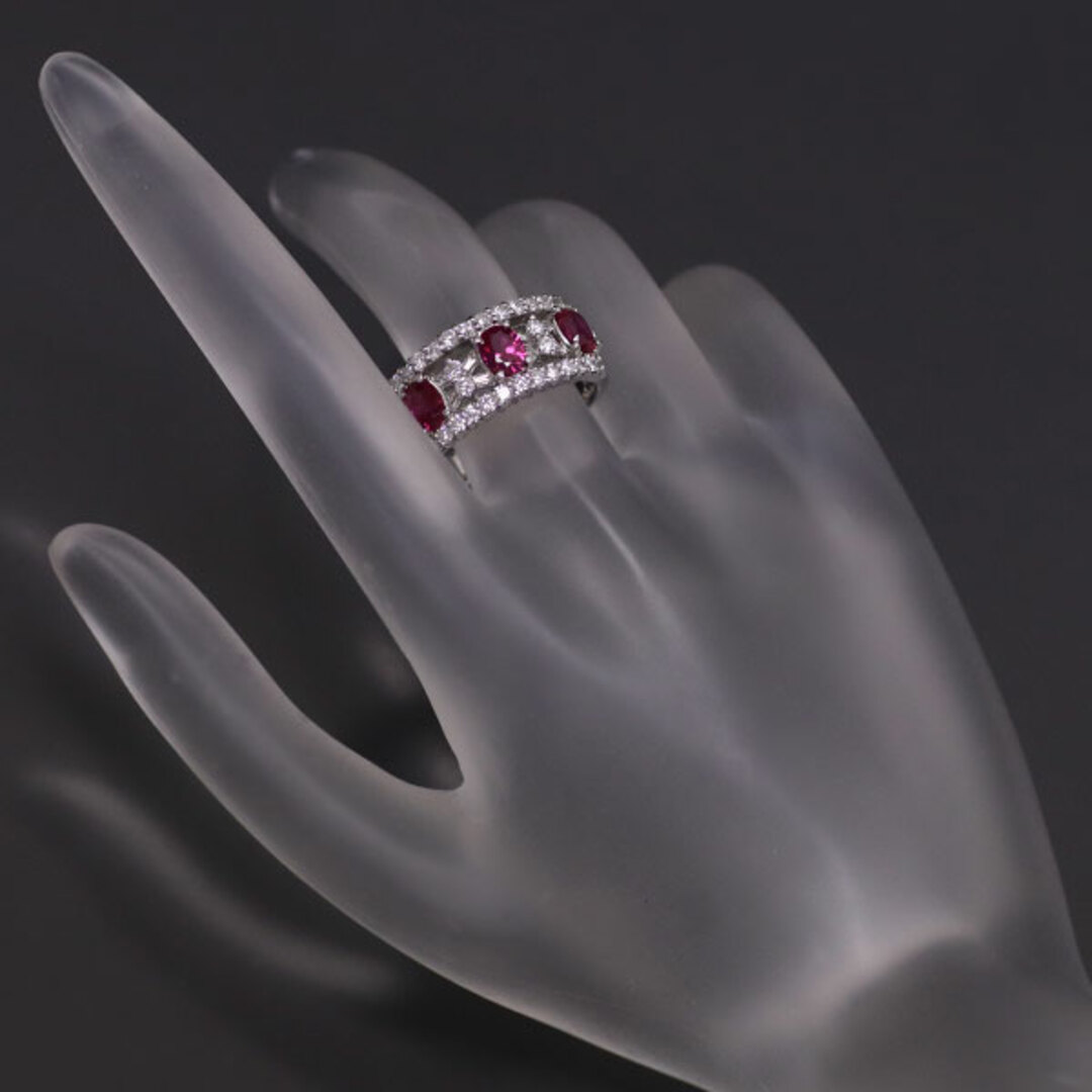 Pt900 オーバル ルビー ダイヤモンド リング 1.41ct D0.86ct レディースのアクセサリー(リング(指輪))の商品写真