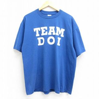 XL★古着 半袖 ビンテージ Tシャツ メンズ 90年代 90s TEAM DOI 大きいサイズ クルーネック 青 ブルー 23jun26 中古(Tシャツ/カットソー(半袖/袖なし))