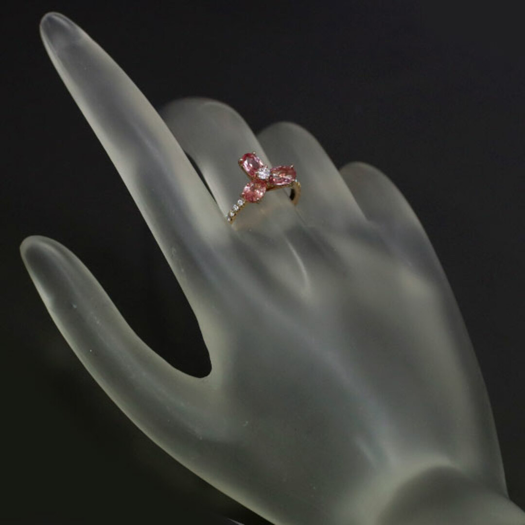 K18PG ピンクサファイア ダイヤモンド リング 1.32ct D0.40ct フラワー レディースのアクセサリー(リング(指輪))の商品写真