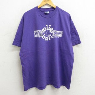 ヘインズ(Hanes)のXL★古着 ヘインズ Hanes 半袖 ビンテージ Tシャツ メンズ 90年代 90s バレーボール 大きいサイズ コットン クルーネック USA製 紫 パープル 23jun26 中古(Tシャツ/カットソー(半袖/袖なし))