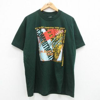 XL★古着 半袖 ビンテージ Tシャツ メンズ 90年代 90s Build life クルーネック USA製 緑 グリーン 23jun26 中古(Tシャツ/カットソー(半袖/袖なし))