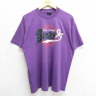 XL★古着 半袖 ビンテージ Tシャツ メンズ 90年代 90s Bucks クルーネック USA製 紫 パープル 23jun26 中古(Tシャツ/カットソー(半袖/袖なし))