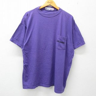 XL★古着 半袖 ビンテージ Tシャツ メンズ 00年代 00s LAGUNA 胸ポケット付き 大きいサイズ コットン クルーネック 紫 パープル 23jun27 中古(Tシャツ/カットソー(半袖/袖なし))