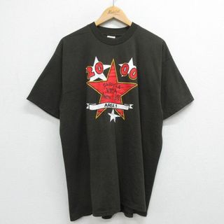 XL★古着 半袖 ビンテージ Tシャツ メンズ 00年代 00s 星 2000 クルーネック 濃茶 ブラウン 23jun27 中古(Tシャツ/カットソー(半袖/袖なし))