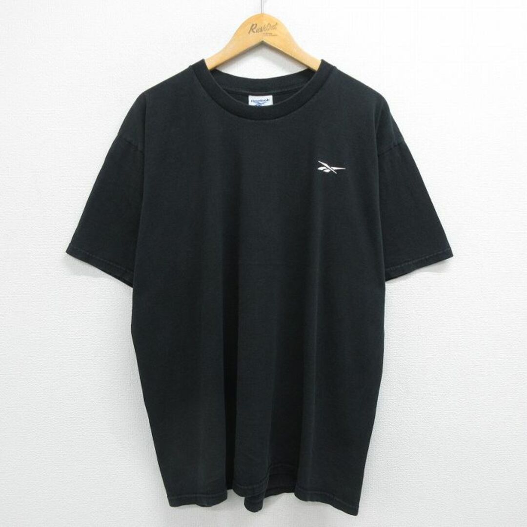 Reebok(リーボック)のXL★古着 リーボック REEBOK 半袖 ビンテージ Tシャツ メンズ 00年代 00s ワンポイントロゴ 大きいサイズ コットン クルーネック 黒 ブラック 23jun27 中古 メンズのトップス(Tシャツ/カットソー(半袖/袖なし))の商品写真