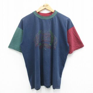 XL★古着 半袖 ビンテージ Tシャツ メンズ 00年代 00s オハイオノーザン大学 マルチカラー コットン クルーネック USA製 紺他 ネイビー 23jun27 中古(Tシャツ/カットソー(半袖/袖なし))