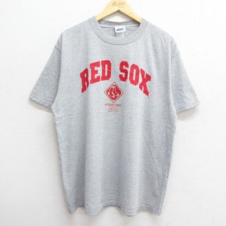 XL★古着 半袖 ビンテージ Tシャツ メンズ 00年代 00s MLB ボストンレッドソックス クルーネック グレー 霜降り メジャーリーグ ベースボール 野球 23jun29 中古(Tシャツ/カットソー(半袖/袖なし))