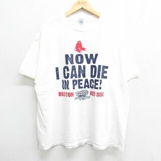 XL★古着 半袖 ビンテージ Tシャツ メンズ 00年代 00s MLB ボストンレッドソックス ワールドシリーズ 大きいサイズ コットン クルーネック 白 ホワイト メジャーリーグ ベースボール 野球 23jun29 中古(Tシャツ/カットソー(半袖/袖なし))