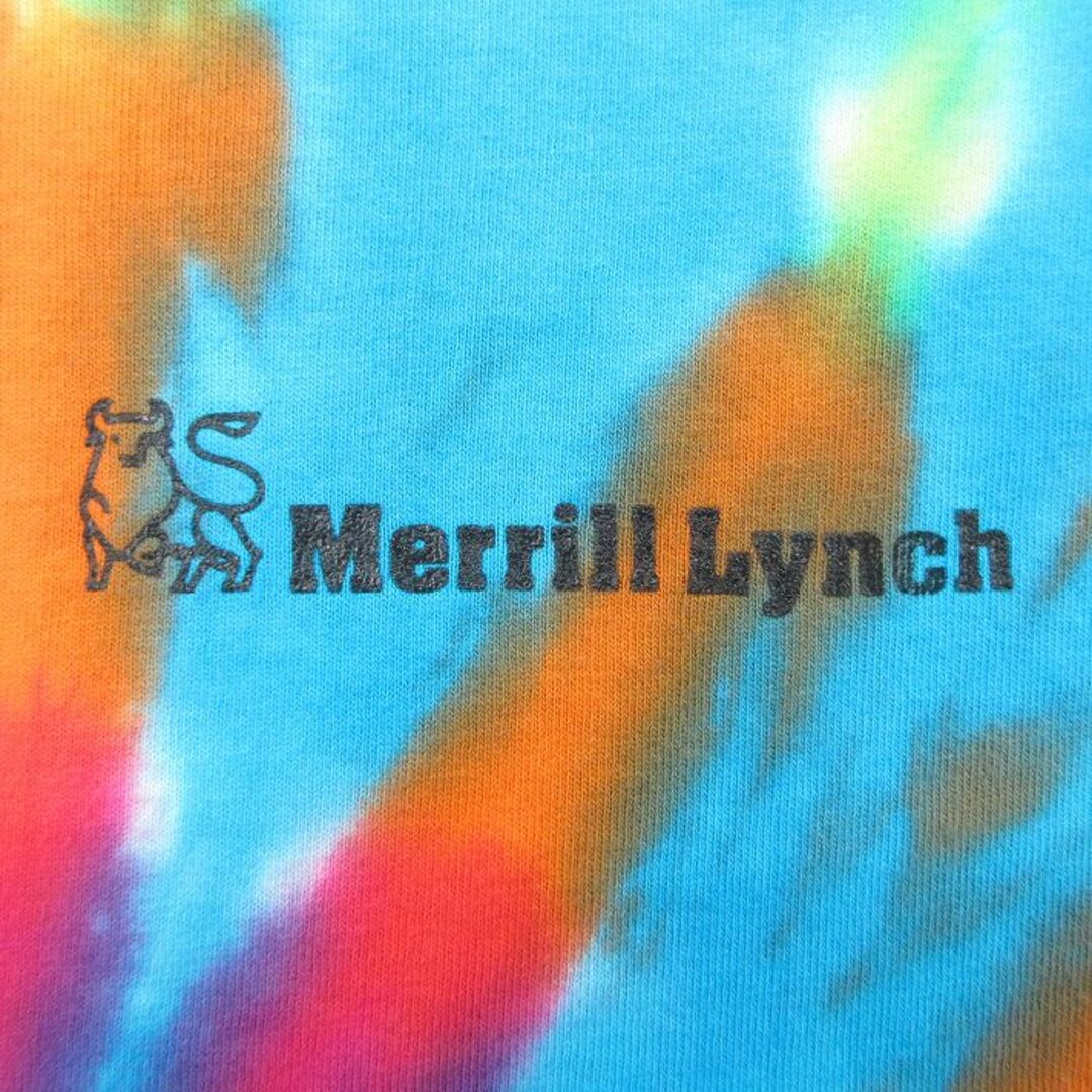 XL★古着 半袖 ビンテージ Tシャツ メンズ 90年代 90s Merrill Lynch コットン クルーネック 青 ブルー タイダイ 23jun29 中古 メンズのトップス(Tシャツ/カットソー(半袖/袖なし))の商品写真