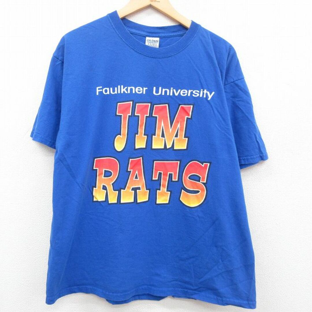 XL★古着 半袖 ビンテージ Tシャツ メンズ 00年代 00s JIM RATS 大きいサイズ コットン クルーネック 青 ブルー 23jun29 中古 メンズのトップス(Tシャツ/カットソー(半袖/袖なし))の商品写真