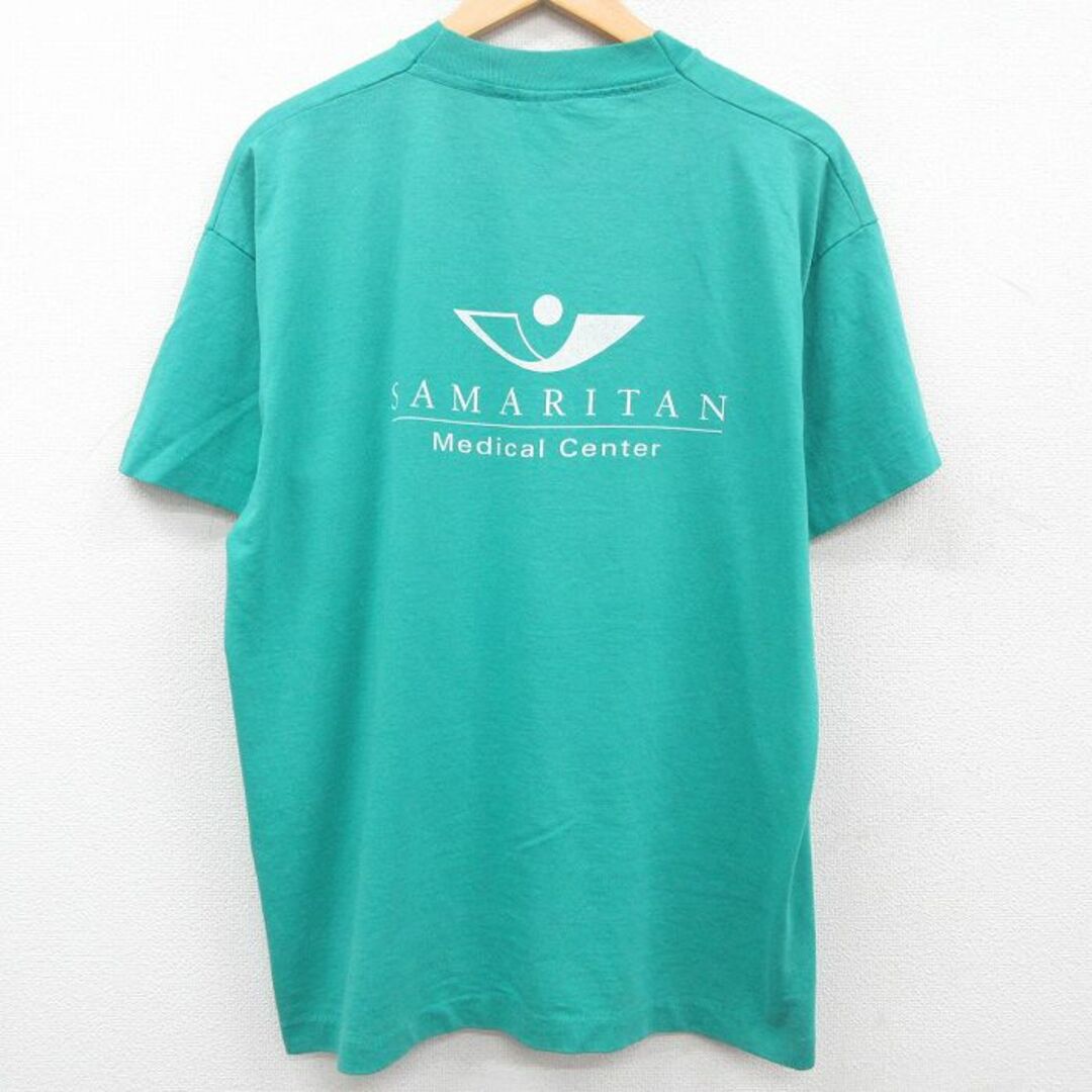 XL★古着 半袖 ビンテージ Tシャツ メンズ 90年代 90s トロフィー クルーネック USA製 青 ブルー 緑 グリーン 23jun29 中古 メンズのトップス(Tシャツ/カットソー(半袖/袖なし))の商品写真