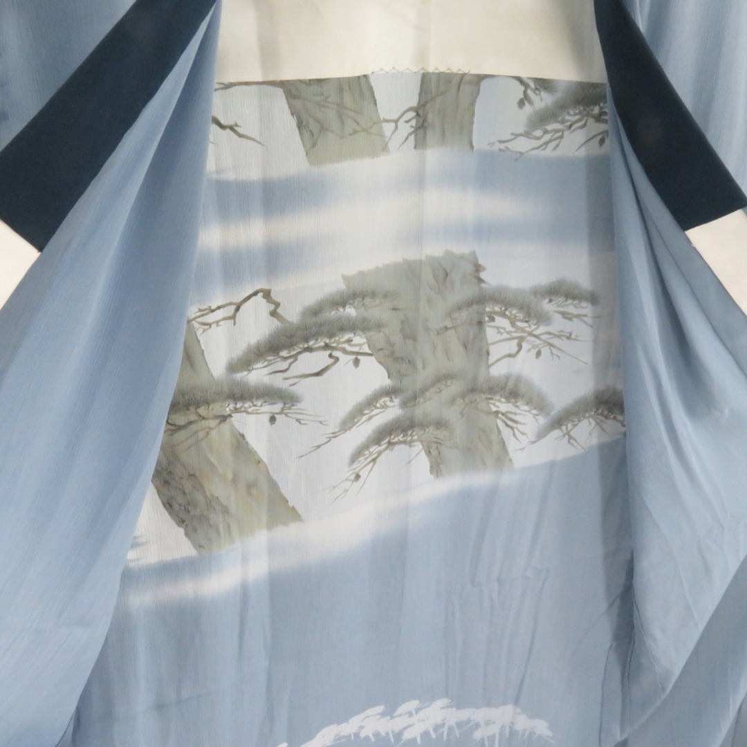 襦袢 正絹 男性用 松文様 青色 袖無双 長襦袢 カジュアル メンズ 着物用 身丈133cm 美品 メンズの水着/浴衣(着物)の商品写真