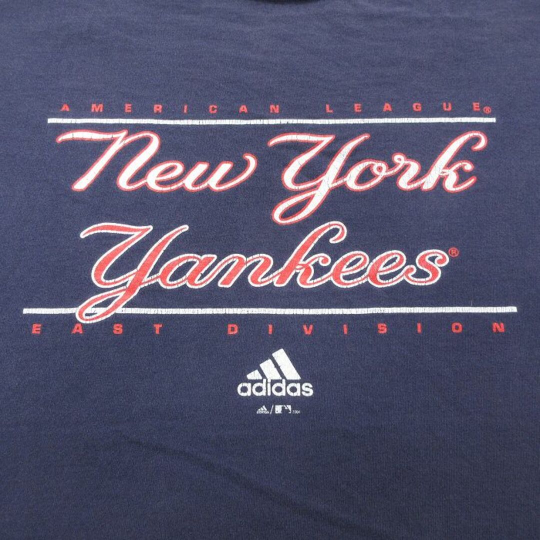 adidas(アディダス)のXL★古着 アディダス adidas 半袖 ビンテージ Tシャツ メンズ 00年代 00s ワンポイントロゴ MLB ニューヨークヤンキース 大きいサイズ コットン クルーネック 紺 ネイビー メジャーリーグ ベースボール 野球 23jul01 中古 メンズのトップス(Tシャツ/カットソー(半袖/袖なし))の商品写真