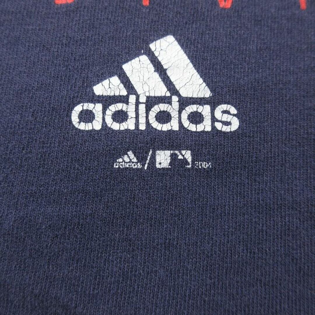 adidas(アディダス)のXL★古着 アディダス adidas 半袖 ビンテージ Tシャツ メンズ 00年代 00s ワンポイントロゴ MLB ニューヨークヤンキース 大きいサイズ コットン クルーネック 紺 ネイビー メジャーリーグ ベースボール 野球 23jul01 中古 メンズのトップス(Tシャツ/カットソー(半袖/袖なし))の商品写真