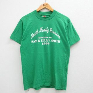 M★古着 半袖 ビンテージ Tシャツ メンズ 90年代 90s Smith Family クルーネック 緑 グリーン 23jul01 中古(Tシャツ/カットソー(半袖/袖なし))