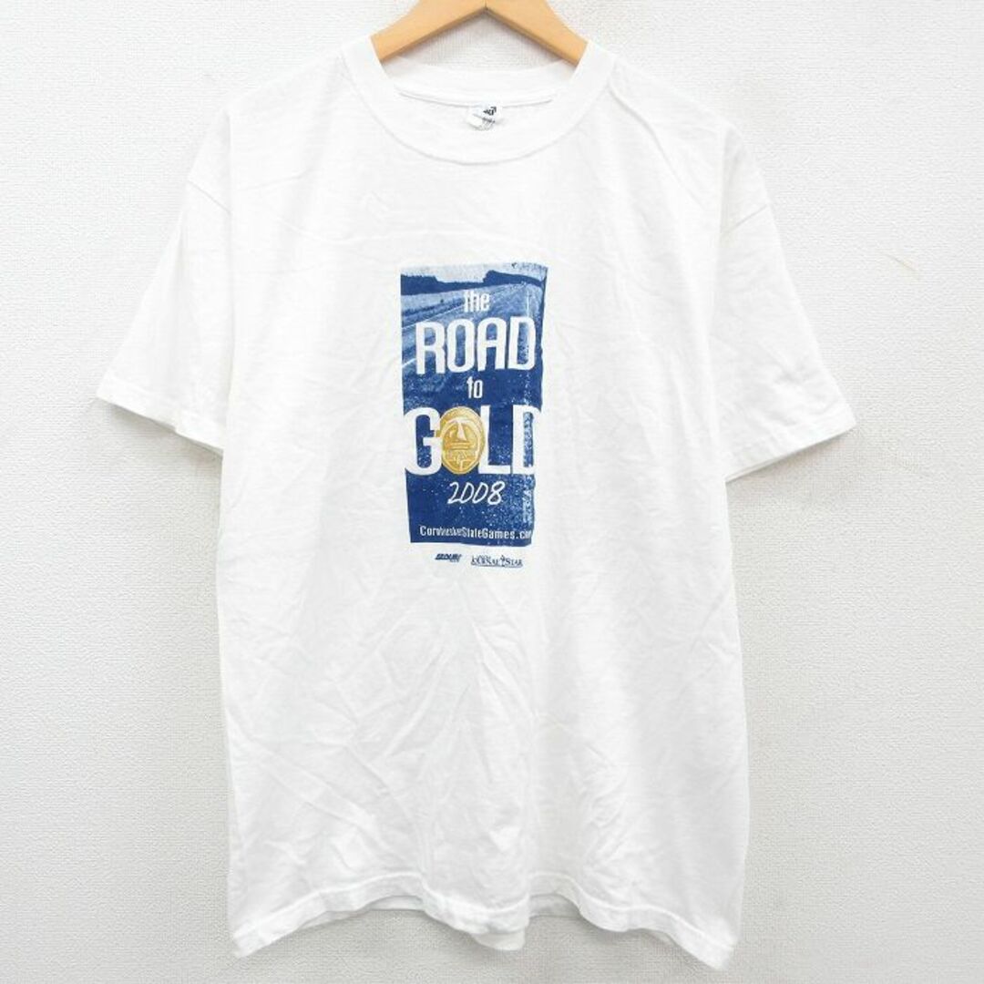 XL★古着 半袖 ビンテージ Tシャツ メンズ 00年代 00s マラソン GOLD コットン クルーネック 白 ホワイト 23jul01 中古 メンズのトップス(Tシャツ/カットソー(半袖/袖なし))の商品写真