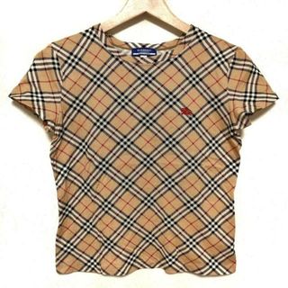 Burberry Blue Label(バーバリーブルーレーベル) 半袖Tシャツ サイズM レディース - ライトブラウン×黒×マルチ クルーネック/チェック柄