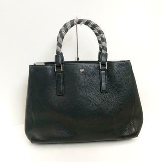 アニヤハインドマーチ(ANYA HINDMARCH)のAnya Hindmarch(アニヤハインドマーチ) トートバッグ スマイリーウィンク 黒×白 編み込みハンドル レザー×化学繊維(トートバッグ)