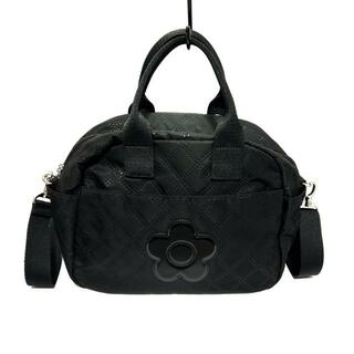 MARY QUANT(マリークワント) ハンドバッグ美品  - 黒 型押し加工 ナイロン