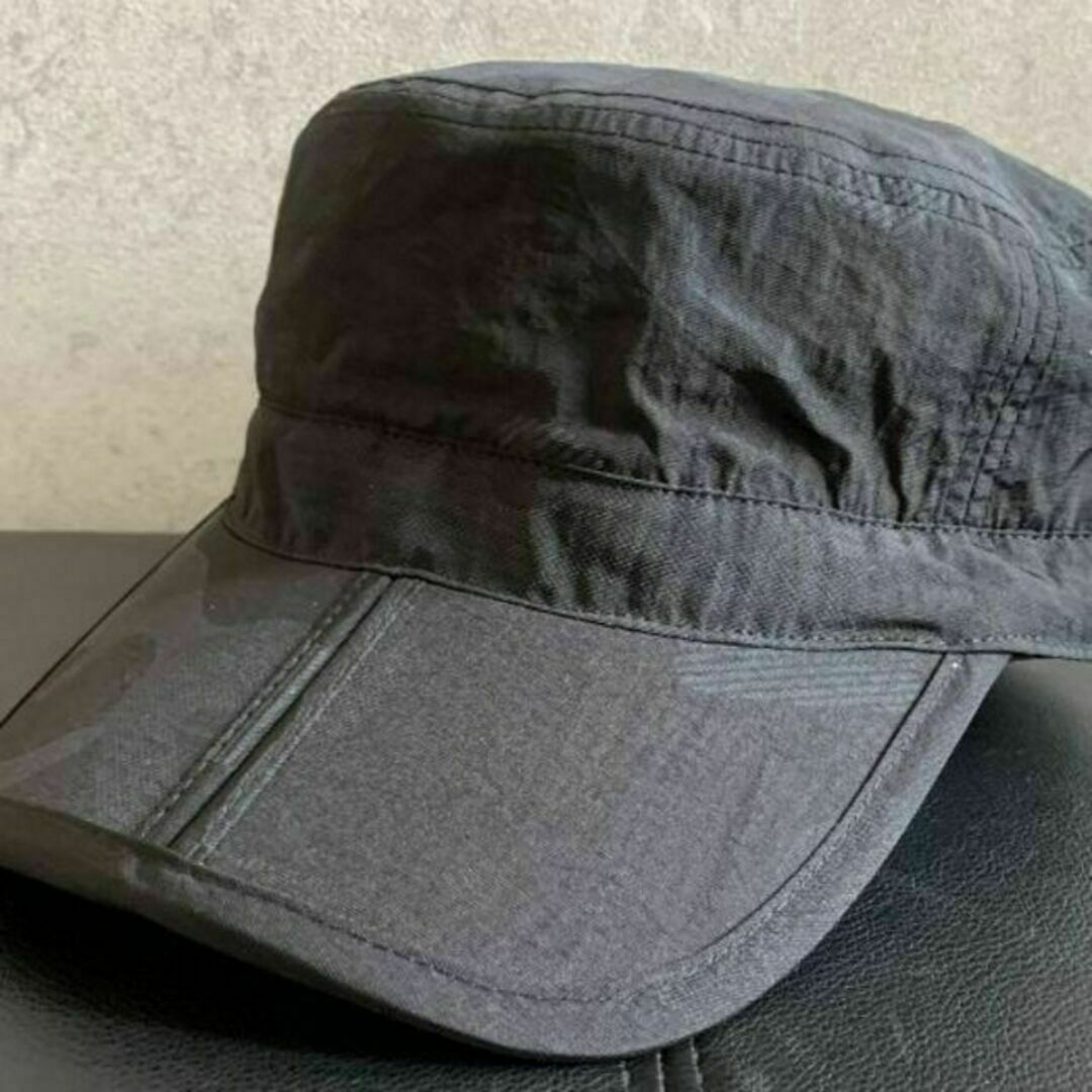 送料込 新品 撥水 迷彩 ワークキャップ カモフラ ポケッタブル アウトドア 黒 メンズの帽子(キャップ)の商品写真