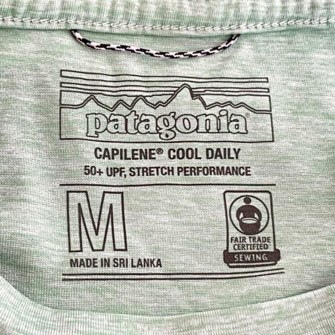patagonia(パタゴニア)のPatagonia(パタゴニア) 長袖Tシャツ サイズM メンズ美品  - ライトグリーン クルーネック メンズのトップス(Tシャツ/カットソー(七分/長袖))の商品写真