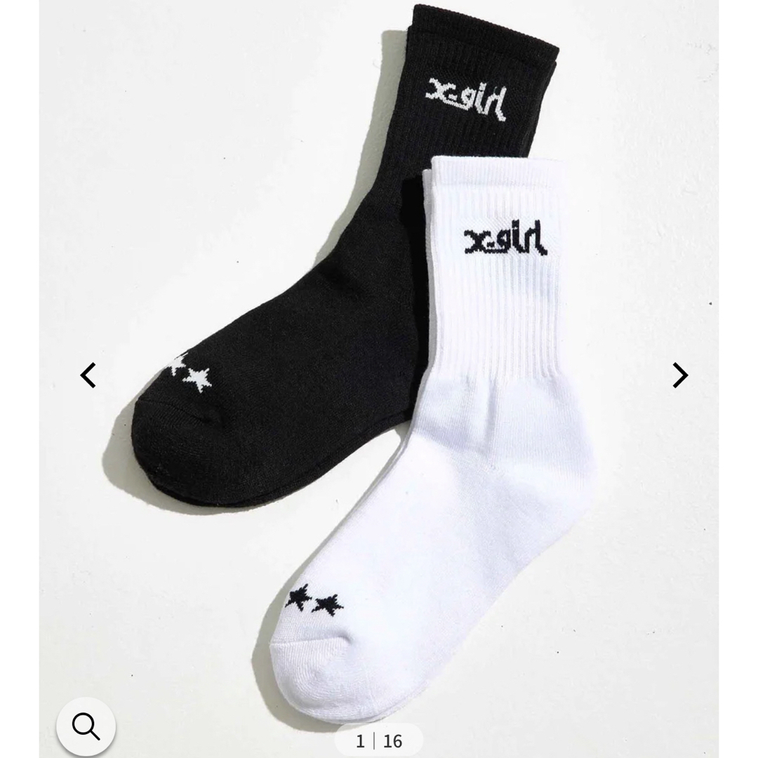 X-girl(エックスガール)のLOGO 2P MIDDLE SOCKS  X-girl エックスガール 通学 レディースのレッグウェア(ソックス)の商品写真