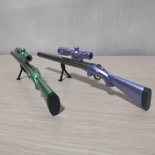ライフル型ボールペン ライト付き グリーン&パープル 2本セット(その他)
