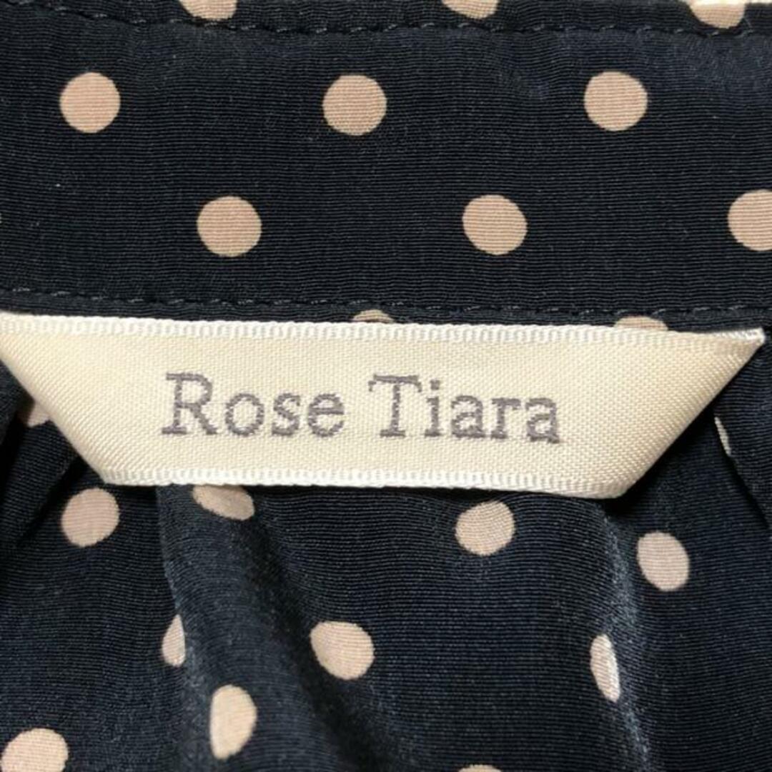 Rose Tiara(ローズティアラ)のRose Tiara(ローズティアラ) 七分袖カットソー サイズ42 L レディース美品  - 黒×ベージュ Vネック/ドット柄/レース レディースのトップス(カットソー(長袖/七分))の商品写真