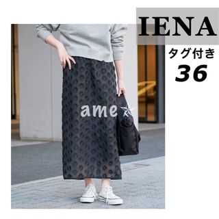 イエナ(IENA)の新品 ◎ IENA シアージャガード刺繍スカート 黒 新作(ロングスカート)