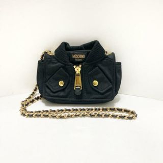 モスキーノ(MOSCHINO)のMOSCHINO(モスキーノ) ショルダーバッグ - 黒×ゴールド チェーンショルダー/ミニバッグ/ジャケット型 ナイロン×金属素材(ショルダーバッグ)