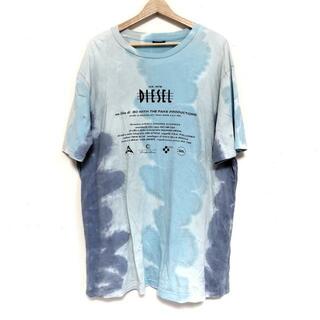 ディーゼル(DIESEL)のDIESEL(ディーゼル) 半袖Tシャツ サイズXXL XL メンズ - ライトブルー×黒 クルーネック(Tシャツ/カットソー(半袖/袖なし))