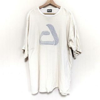 ディーゼル(DIESEL)のDIESEL(ディーゼル) 七分袖Tシャツ サイズXL メンズ - 白×アイボリー×ダークネイビー クルーネック(Tシャツ/カットソー(七分/長袖))