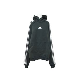 極美品 BALENCIAGA × adidas バレンシアガ アディダス 22AW ダブルネーム ロゴ パーカー カーキ 724556 サイズ2 中古 61663