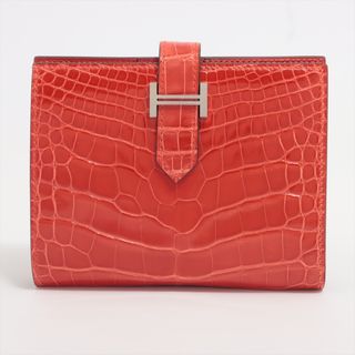 エルメス(Hermes)のエルメス ベアンコンパクト アリゲーター  レッド レディース コンパクト(財布)