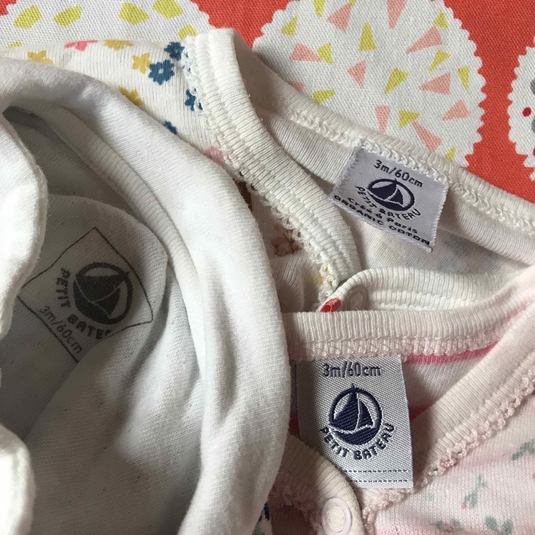 PETIT BATEAU(プチバトー)のプチバトー　3m 60 ロンパース  肌着　まとめ売り キッズ/ベビー/マタニティのベビー服(~85cm)(ロンパース)の商品写真